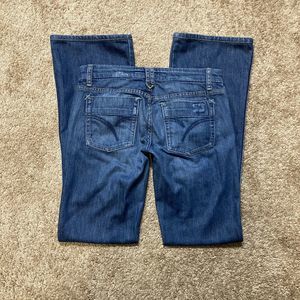 Joes Size 27 Boot Cut Flare Distressed Low Rise Women Denim Blue Jeans Pants